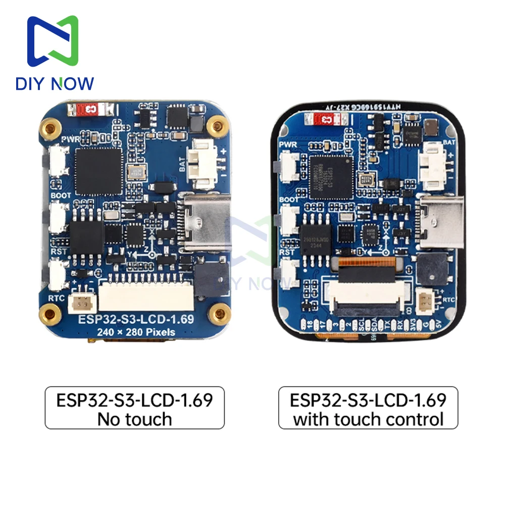 ESP32-S3 1.69 بوصة IPS لوحة تطوير شاشة LCD تعمل باللمس 240 × 280 ST7789V2 SPI وحدة عرض ومستشعر 6 محاور لاردوينو
