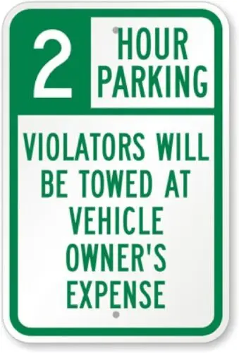 1p,2 Hour Parking  Weatherproof ; metal sign p00014