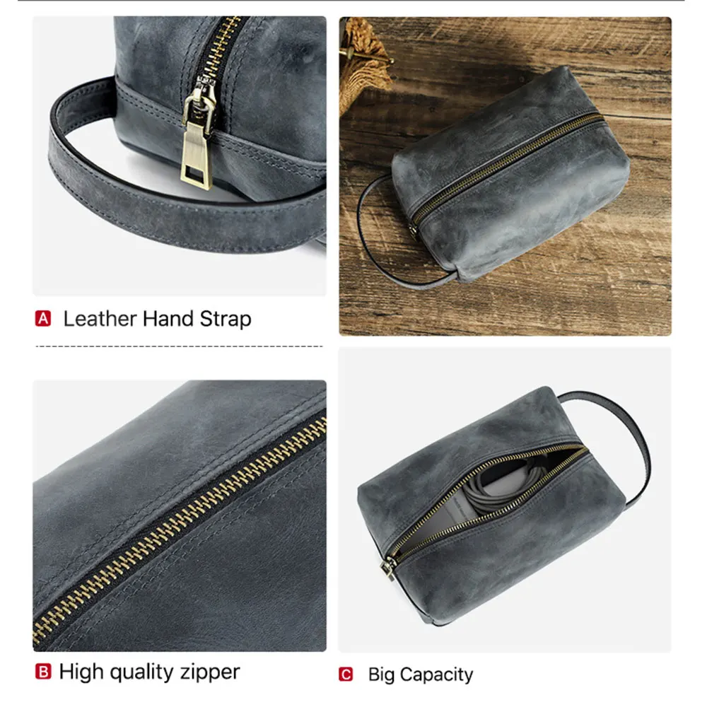 Genuine Leather Handmade Portable Digital Accessories Gadget Devices Organizer Charger Case Travel Storage Cable Organizer Bag