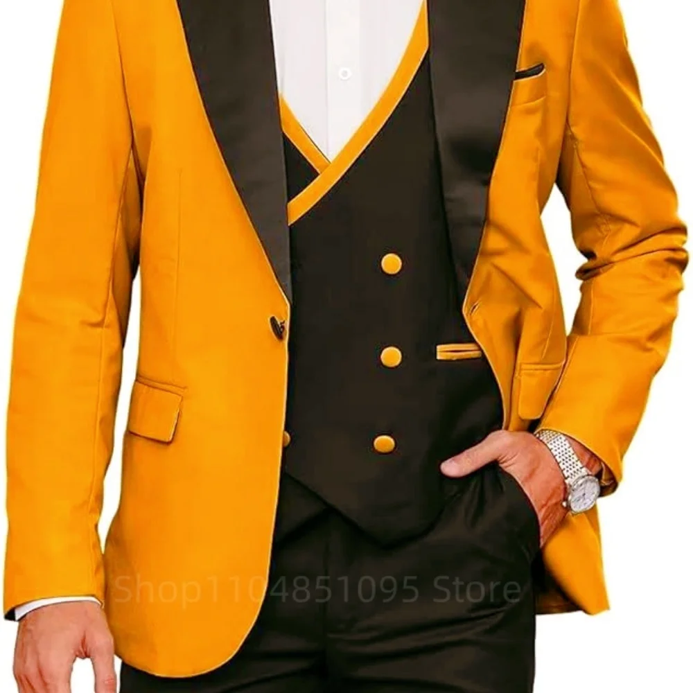 

Men'sRoyal Blue Men's Wedding Suits 3 Pieces Casual Groomsmen Bridegroom Wedding Tuxedos Blazer Jacket Vest Pants Costume Homme