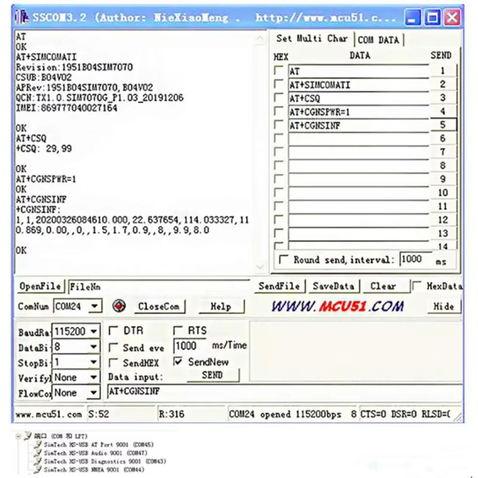 SIM7070G NB-IoT Module Breakout Board met GPRS GNSS TTL UART Serieel 3.3V 5V