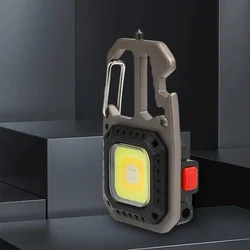 COB Keychain Work Light with Battery Display 8Mode Rechargeable High Lumens Portable LED Light for Camping Hiking Running