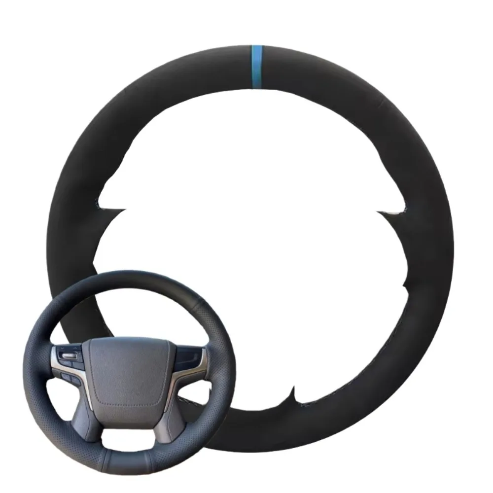 

Hand-Stitched Black Perforated Non-slip Suede Steering Wheel Cover For Toyota Prado and Land Cruiser Auto Interior Accessories