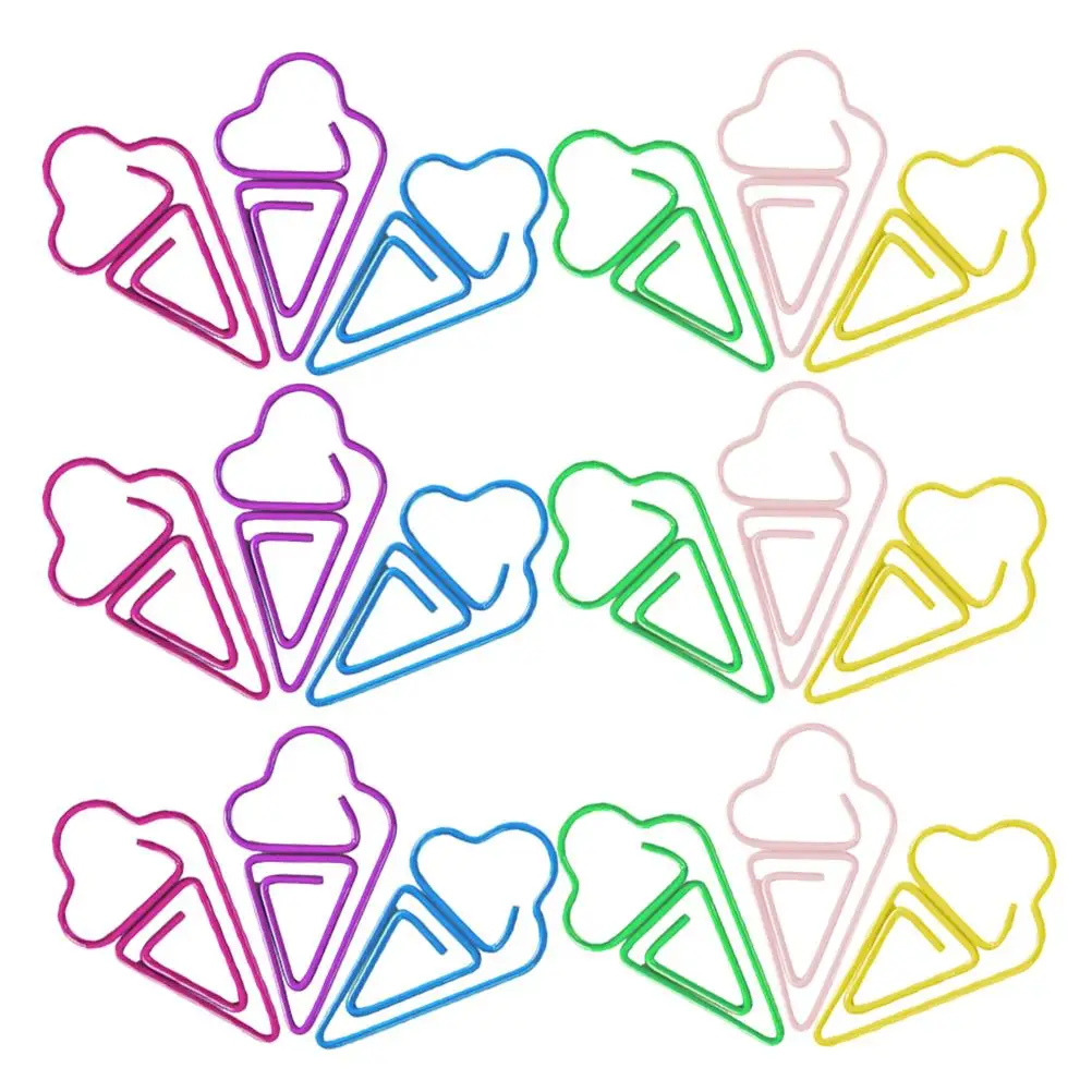 

30 Pcs Ice Cream Paper Clips Cute Office Supplies Metal Bookmarks Fun Desk Accessories Student Cartoon Decorative