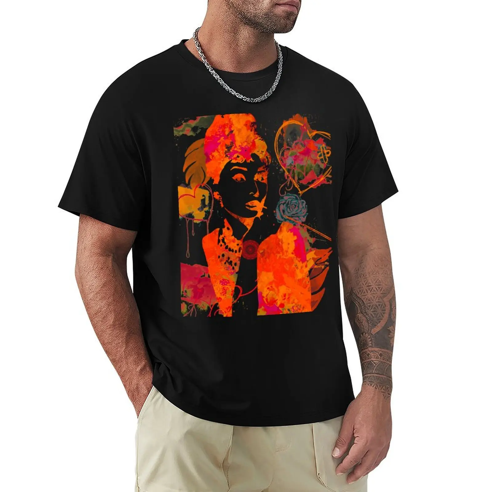 

Audrey Hepburn fire colours T-Shirt graphic t shirts anime figures mens designer clothes