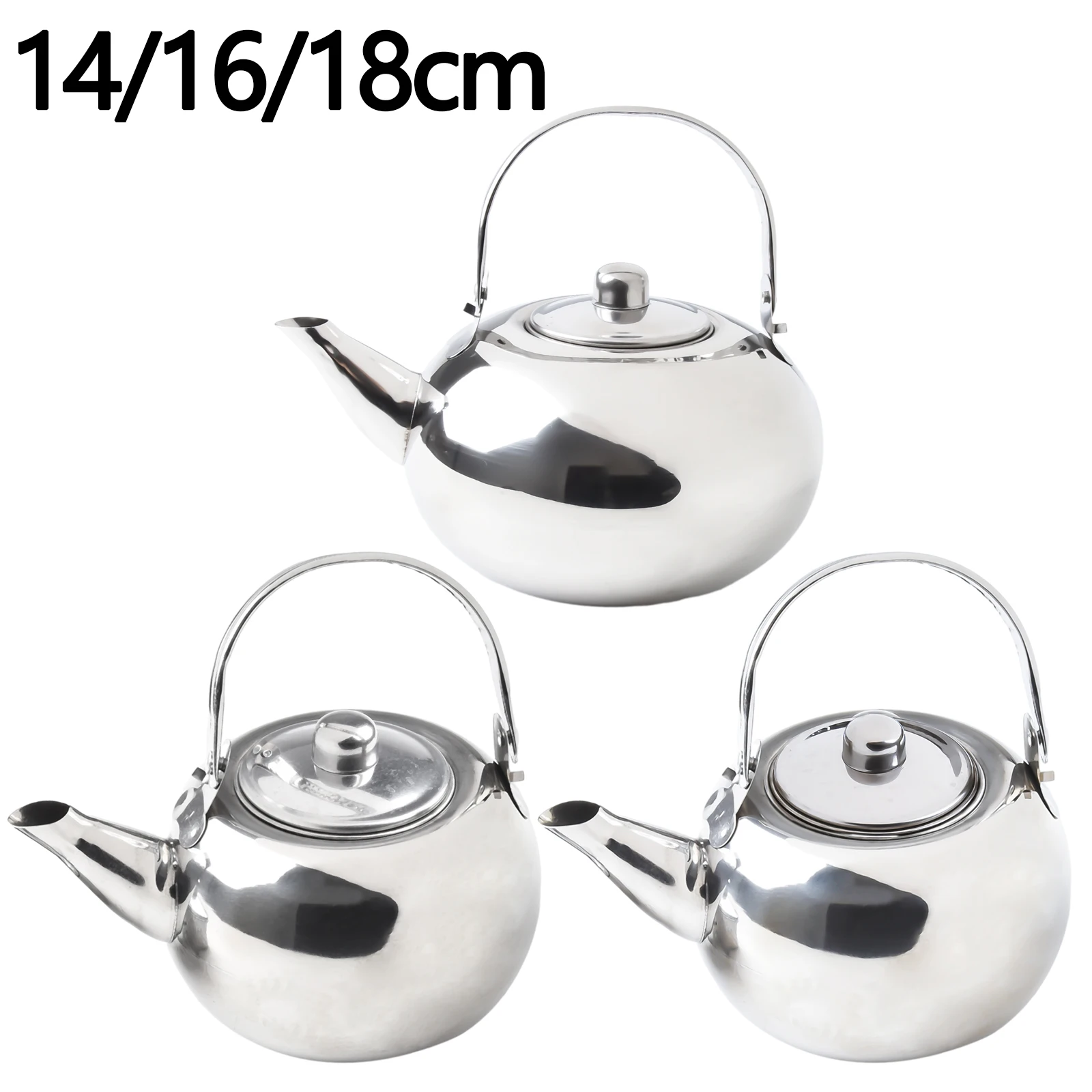 

14/16/18cm Hot Water Kettle Stainless Steel Kettle Heat Resistant Handle Stovetop Camping Coffee Pot Teaware Kitchen Accessories
