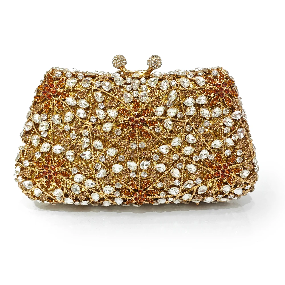 

Rhinestone Evening Bag Crystal Clutches Luxury Diamond Wedding Purses WHTUOHENG Party Cocktail Purses For Gala White Brown