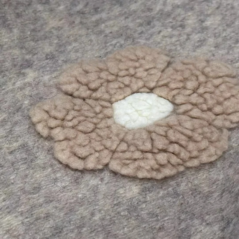 Fluffy knitted cashmere fabric Chrysanthemum pattern handmade woolen polka dot jacquard fabrics for diy sewing cloth