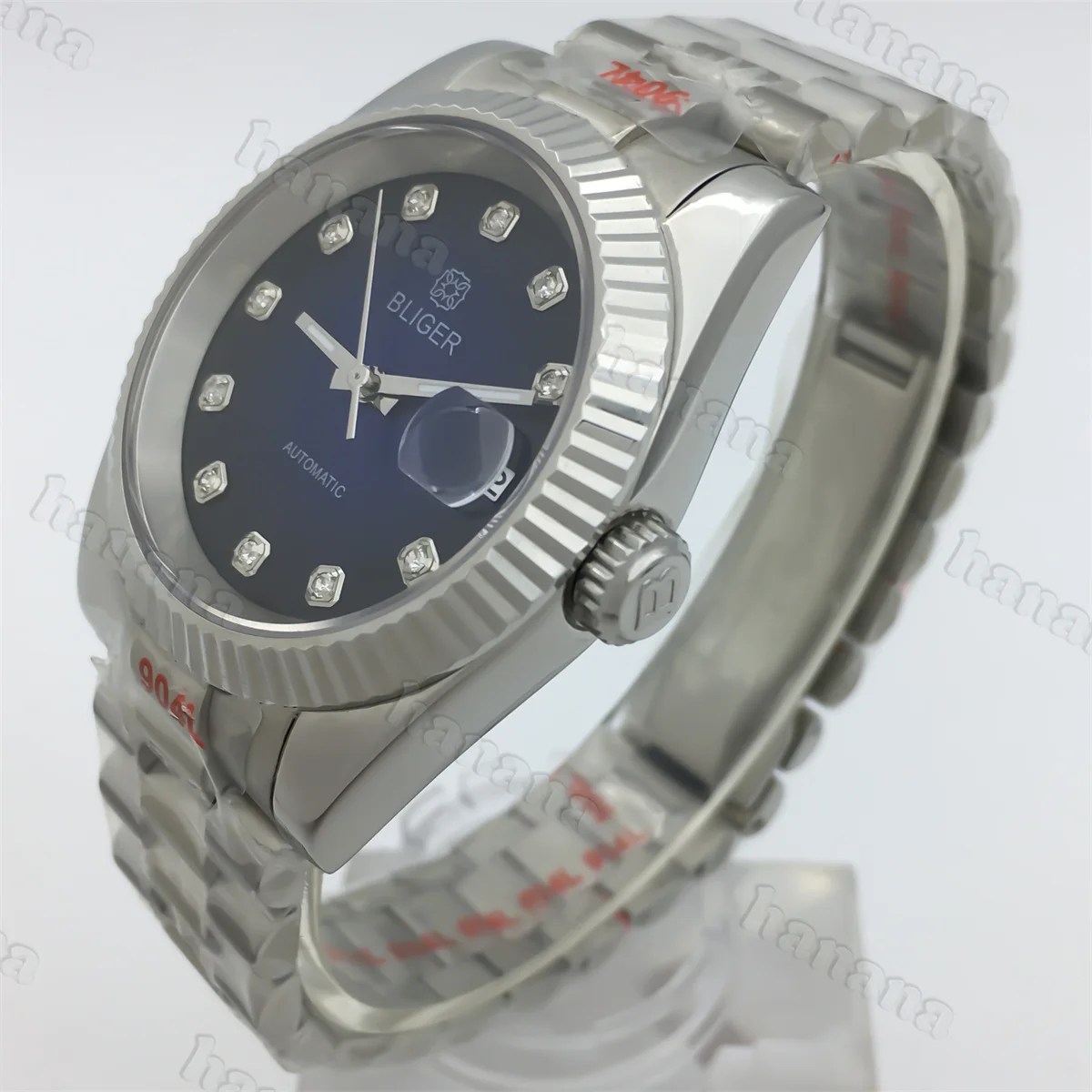 BLIGER NH35A PT5000 36 мм/39 мм Автоматические мужские часы с градиентом, синий, красный, зеленый циферблат, браслет из полированной стали