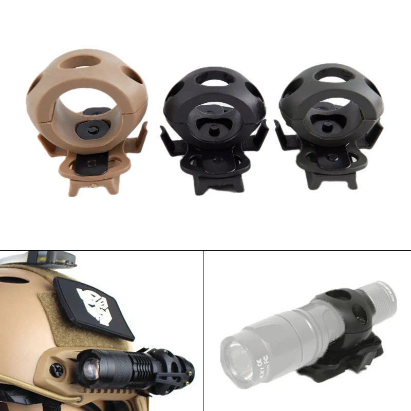 1pc Helmet Special Lighting Flashlight Support Tactical Helmet Clamp Adaptor Outdoor Sports Cycling Headlight Holder