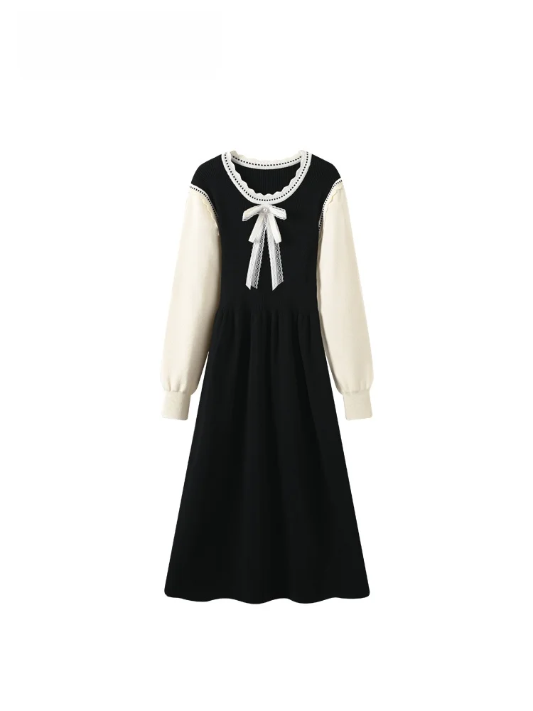 

Club Size Long Sve Women's Dr Autumn Winter New Sle Ele Little Fraance Sle plus Size Sister Aosphere Fake T...