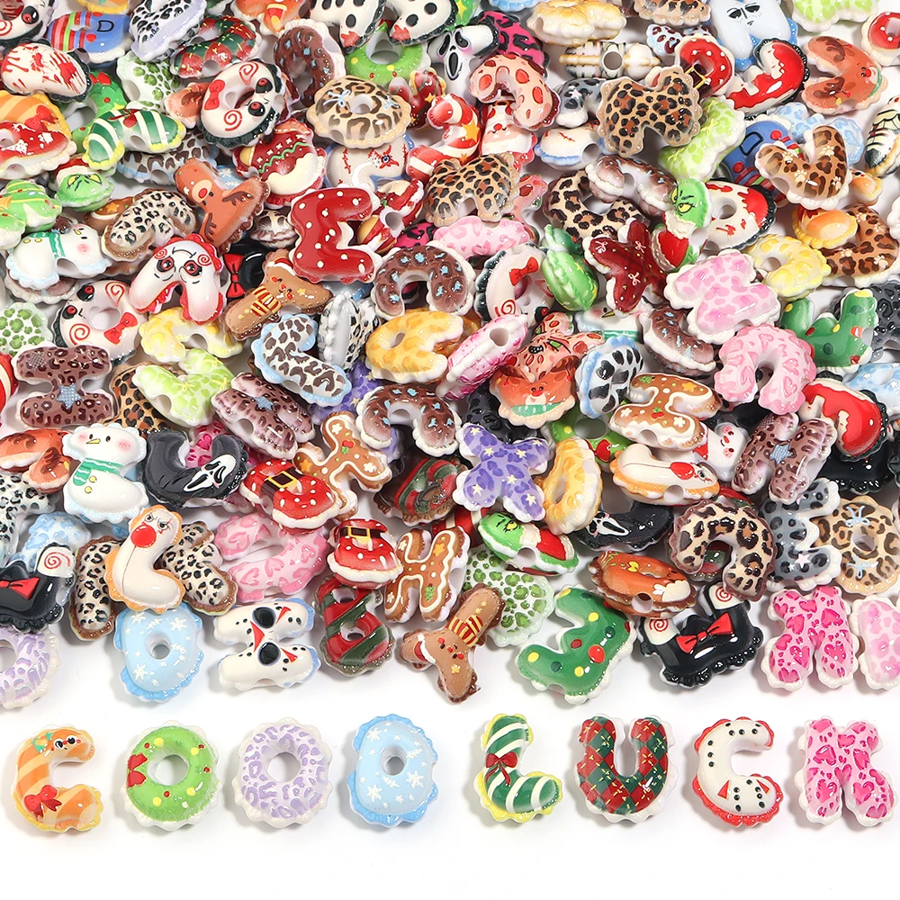 10pcs Colorful Balloon Wavy Edge Alphabet Letter Acrylic Beads Mixed Color Loose Spacer Bead for DIY Jewelry Making Keychain