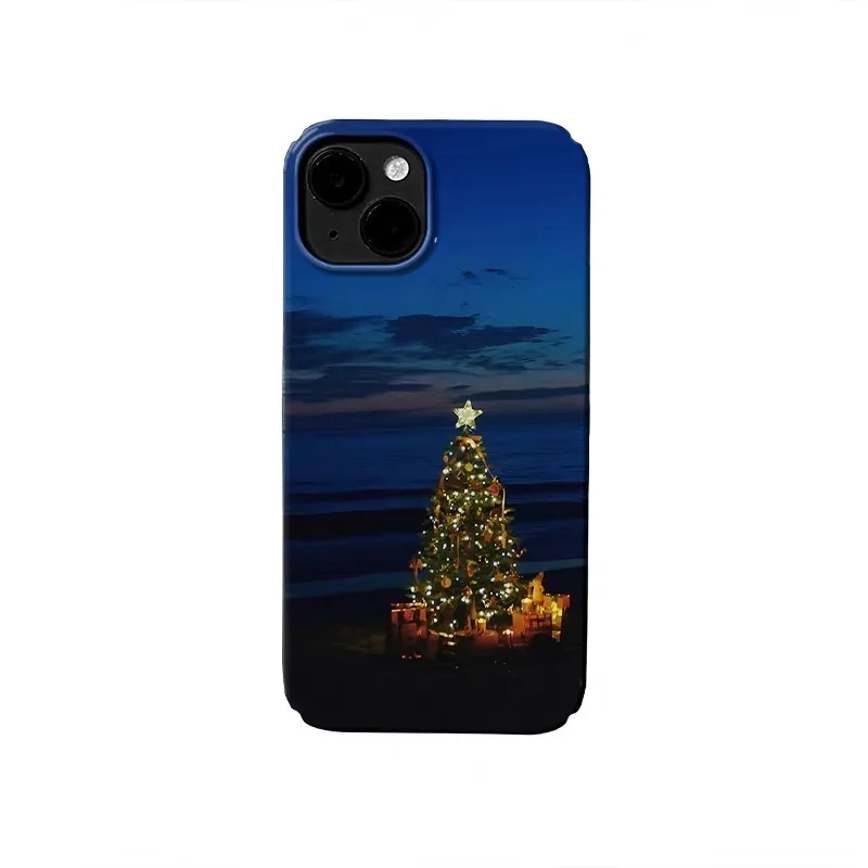 Ins Blue Night Christmas Tree Phone Case for IPHONE 17 Air 16E 15 PROMAX 14 Plus 13 12 MINI 11 PRO 16Plus XR Acrylic Phone Cover