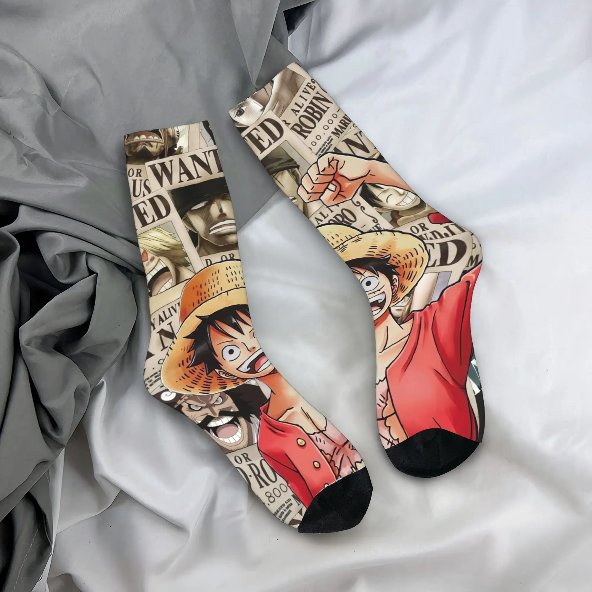 

Носки унисекс из полиэстера с аниме-принтом One Piece, модные, весенне-летние, осенне-зимние, средней длины, подарок