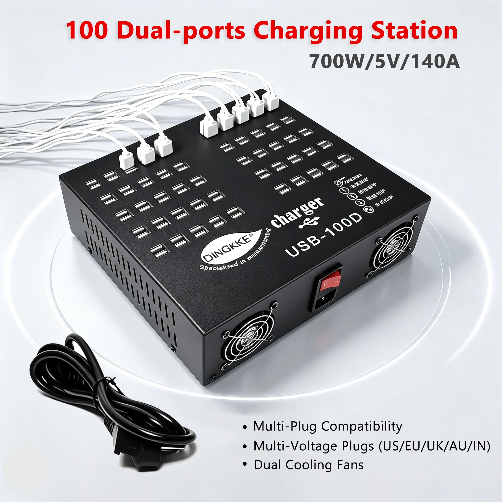 100 Ports Electronic Multi Port USB Charging Station for Android iPhone Xiaomi Multiple Devices Laptop Phone and More