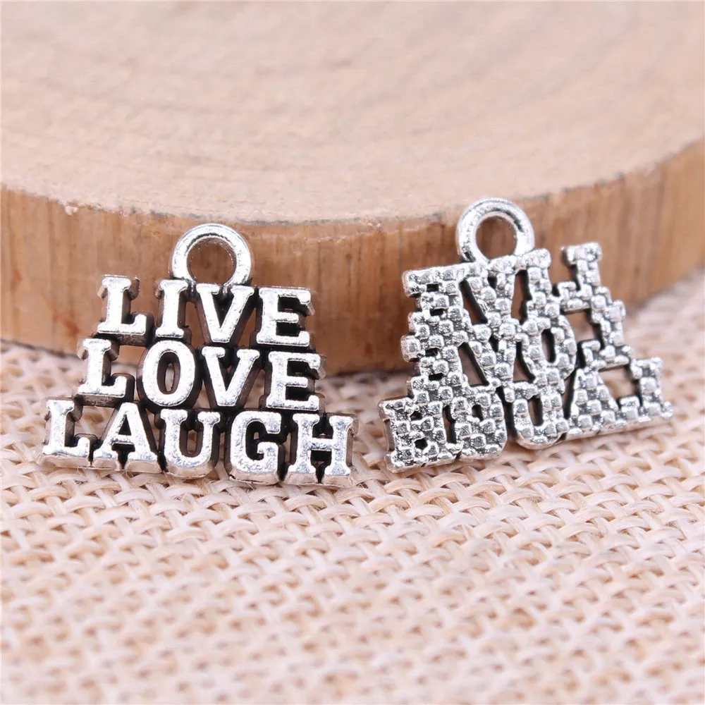 Components Live Love Laugh Charms Jewelry Tools 16x13mm 20pcs