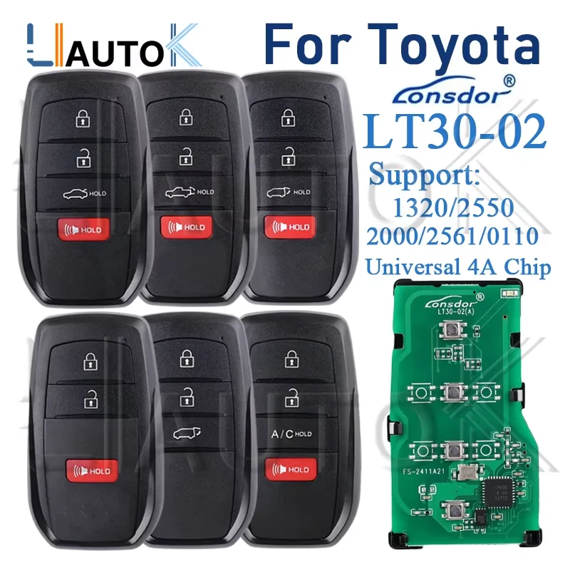 LT30-02 Lonsdor Car Smart Remote Key for Toyota Corolla Levin Allion Camry Support 2000 2561 0110 1320 2550 KH100+ K518 4A Chip
