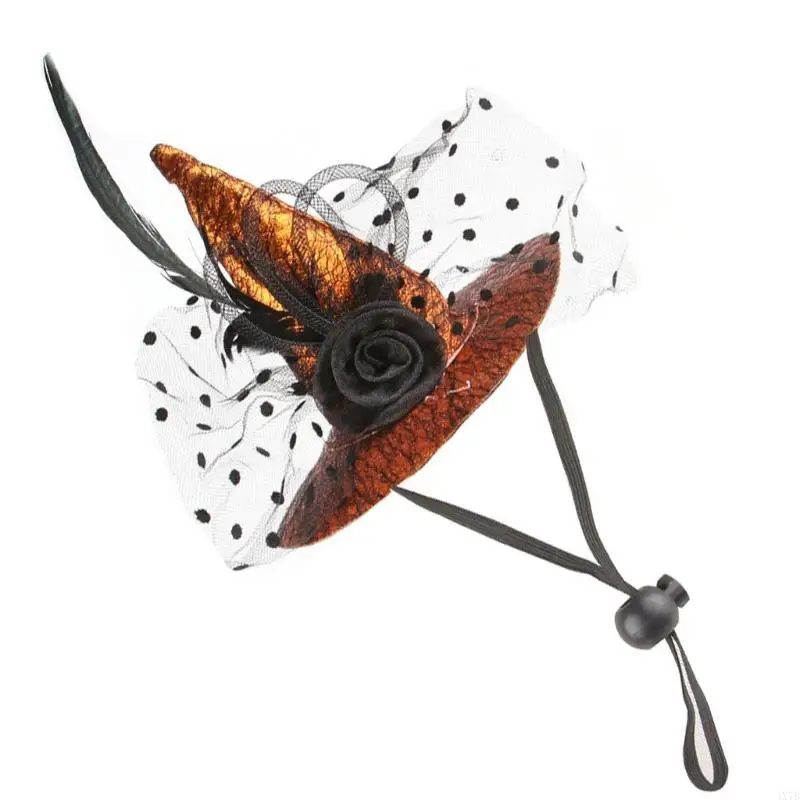 4x7b Pet Witch Hat Halloween Carnivals Photography Dogs Witch Hat with Stretch Rope Rope Cosplay Cosplay Hat for Small Dogs
