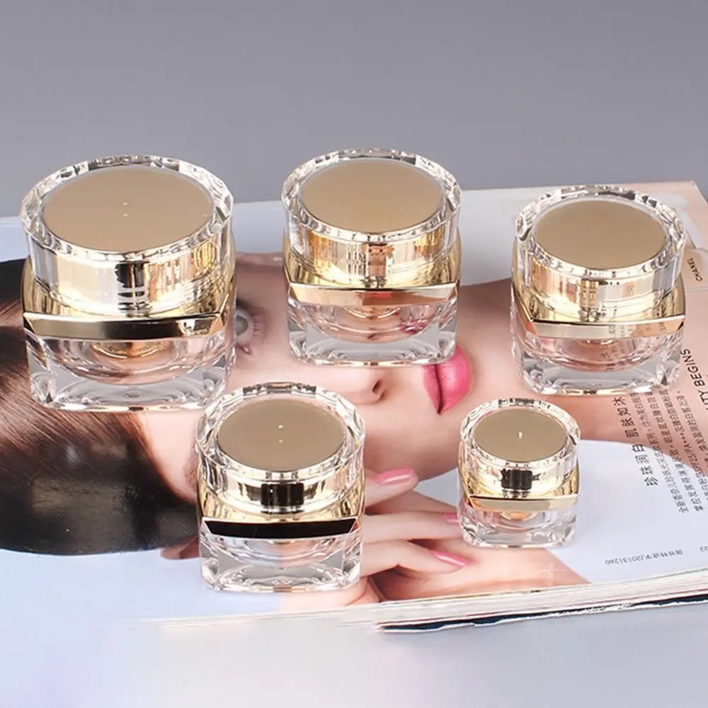 Pot de maquillage vide Transparent épais, carré, Portable, bouteille de crème pour le visage, rechargeable, pot d'emballage pour crème pour les yeux, 5g 10g 20g 30g 50g