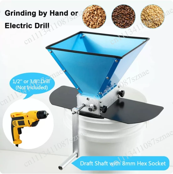 304 Stainless Steel Brewing Equipment Manual Electric Homebrew Malt Mill, 3 Roller Grain Crusher for Craft Beer and DIY Brewing