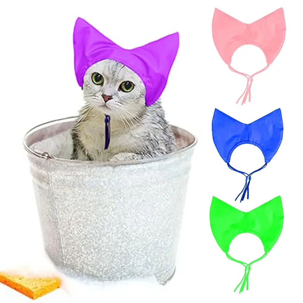 

Cat Shower Cap，Adjustable，Waterproof Bathing Hat，with Ear Cover，Washing Bathing Raining Protection Cap，Pet Grooming Supplies