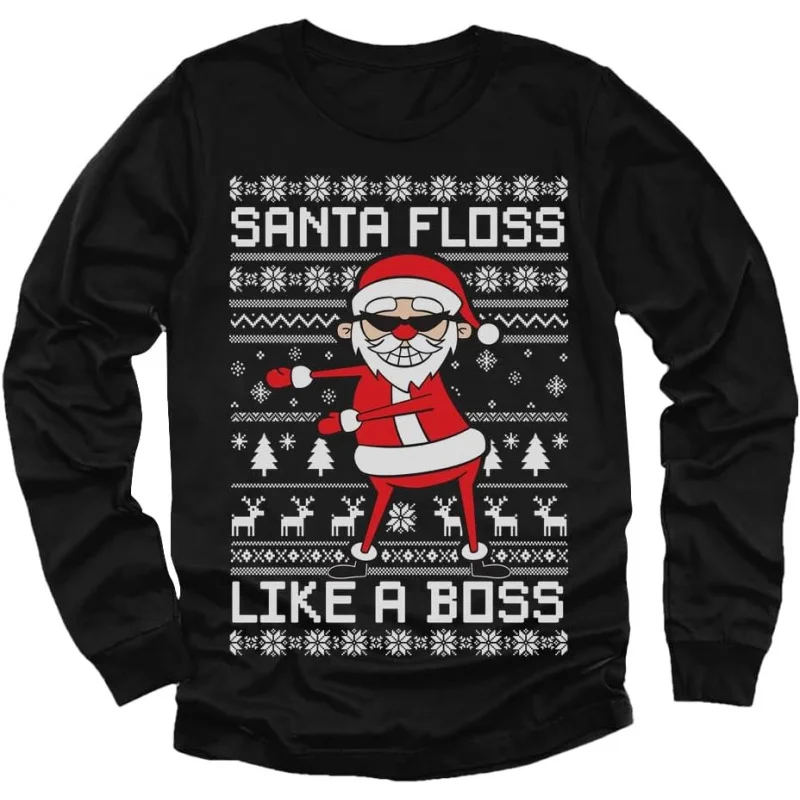 

Santa Floss Like a Boss Ugly Christmas Sweater Style Xmas Holiday Youth Kids Sweatshirts