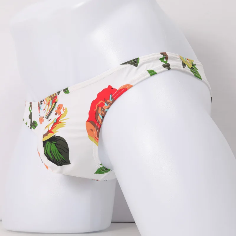 

Men's Small Briefs Underwear Sexy Men Low Waist Underwear Male Panties U Bulge Pouch Ice Silk Underpants Gay Printed Panties