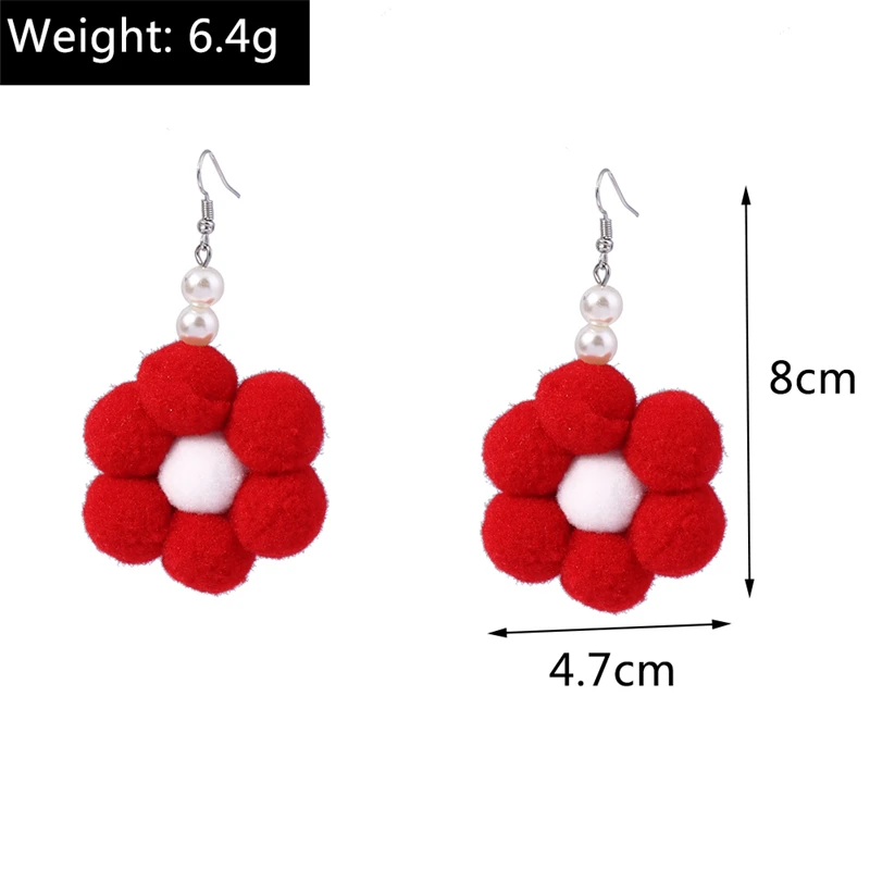Modische handgefertigte Plüschblumen-Ohrhänger für Frauen und Mädchen, Party- und Festivalschmuck, Geschenke – Detail 2