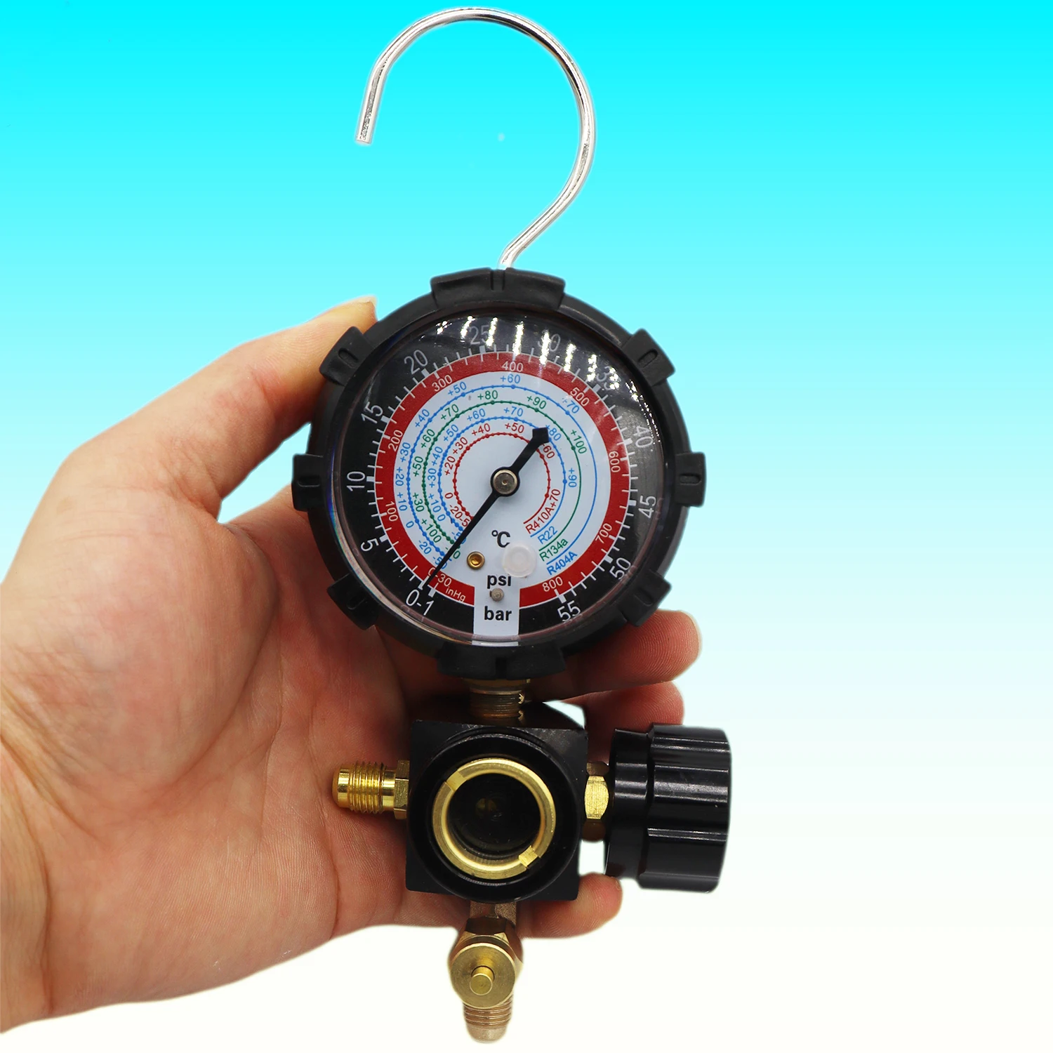 Black Air Conditioner Refrigerant Low and High Pressure Gauge for R410A R134A R22 R404A A/C Diagnostic Refrigerant Charging Tool