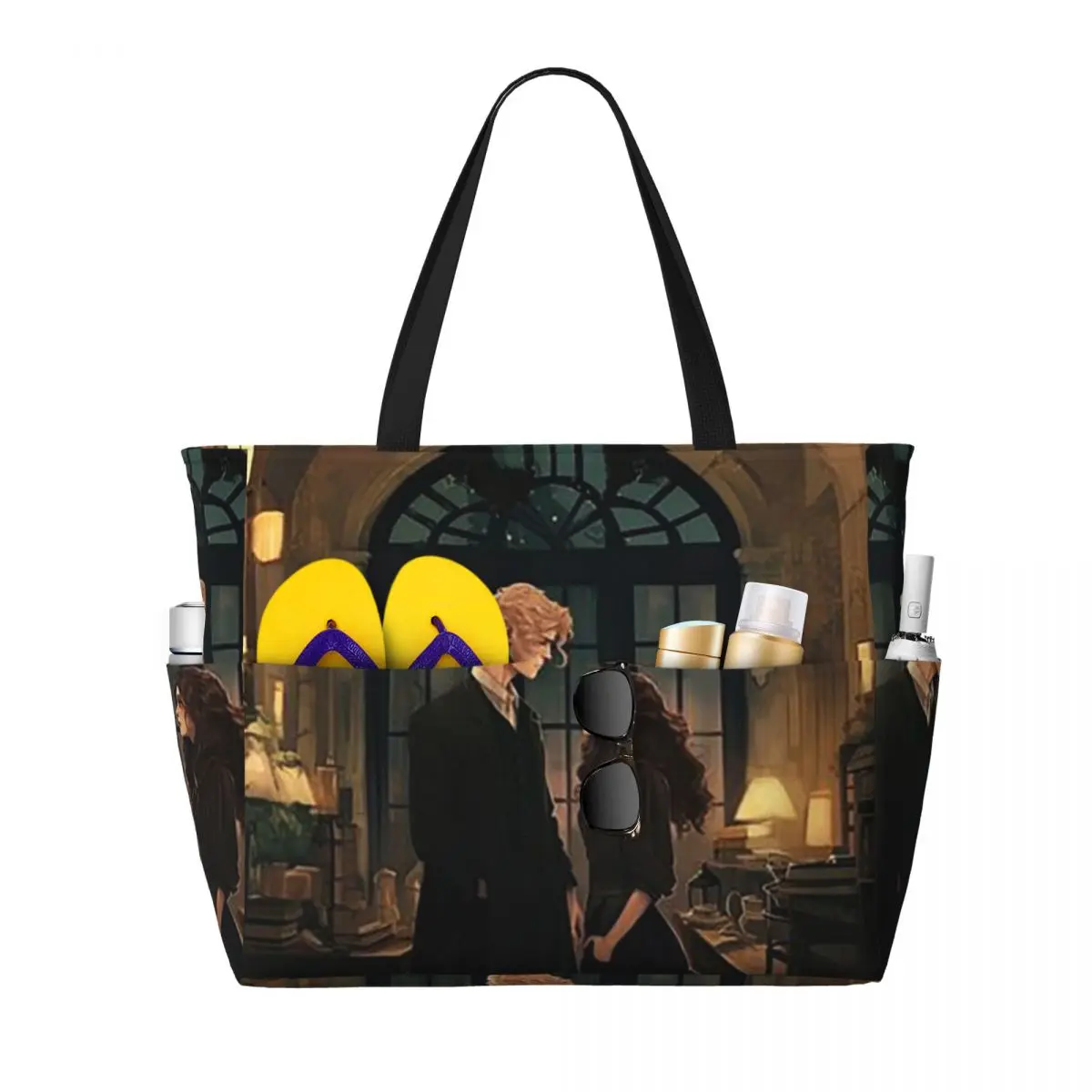 

Dramione At The Library Beach Tote Bag Sport Gym Yoga Duffle Large Tote Bag Women Travel Bag Fitness bag