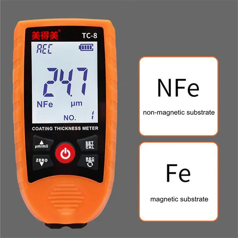 

Electroplate Metal Coating Thickness Tester Digital 0-1700um Fe and NFe Probe Car Paint Coating Thickness Gauge