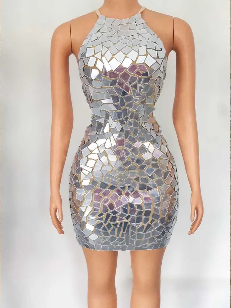 High Quality Sequined Sexy Neck Hanging Elastic Hip Hugging Dress 2024 New Fashionable Custom Women'S Clothing