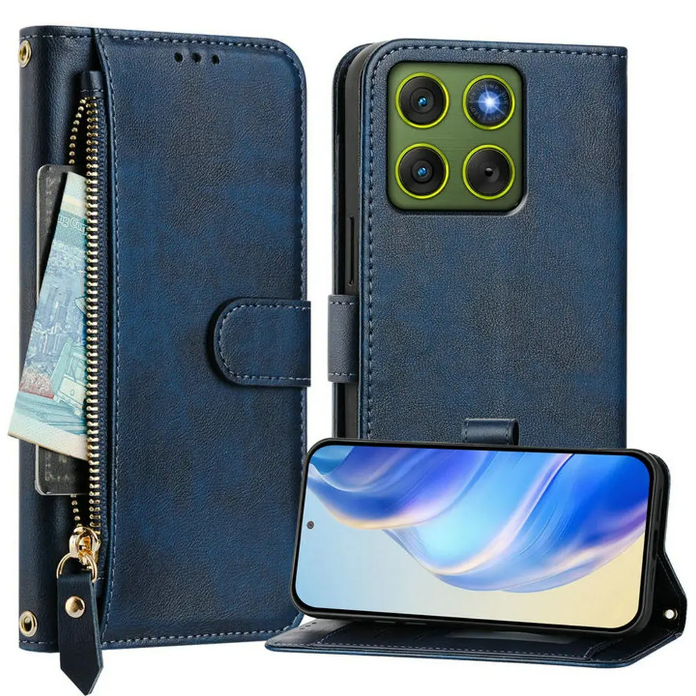 

Для Motorola Moto Edge 70 5G Crossbopdy кожаный чехол-кошелек на молнии Moto Edge 60 Fusion 60s Pro X70 Air Case Edge60 Neo Cover