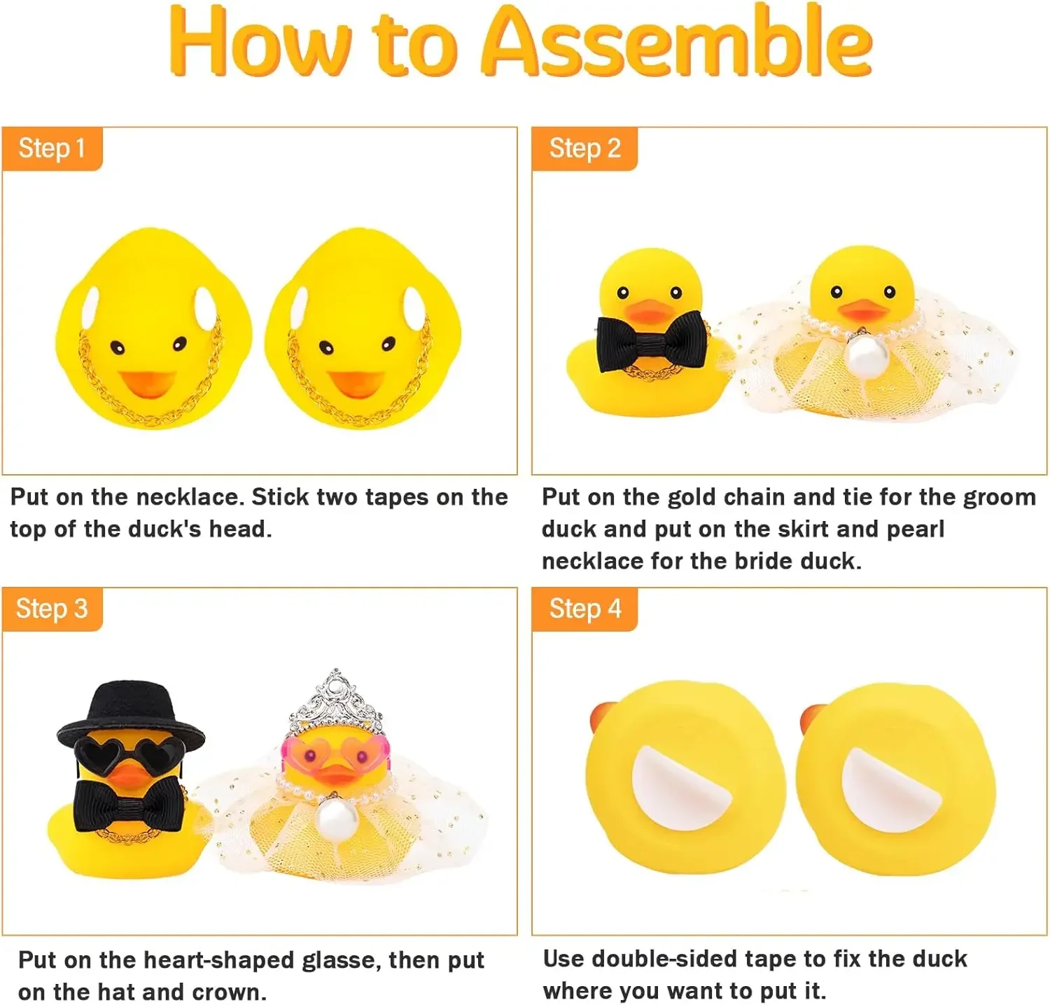 Car Ornament Wedding Rubber Ducks Bride Groom Ducks Marriage Couple Ducks for Ceremony Gift Marry Blessings Heartwarming Present