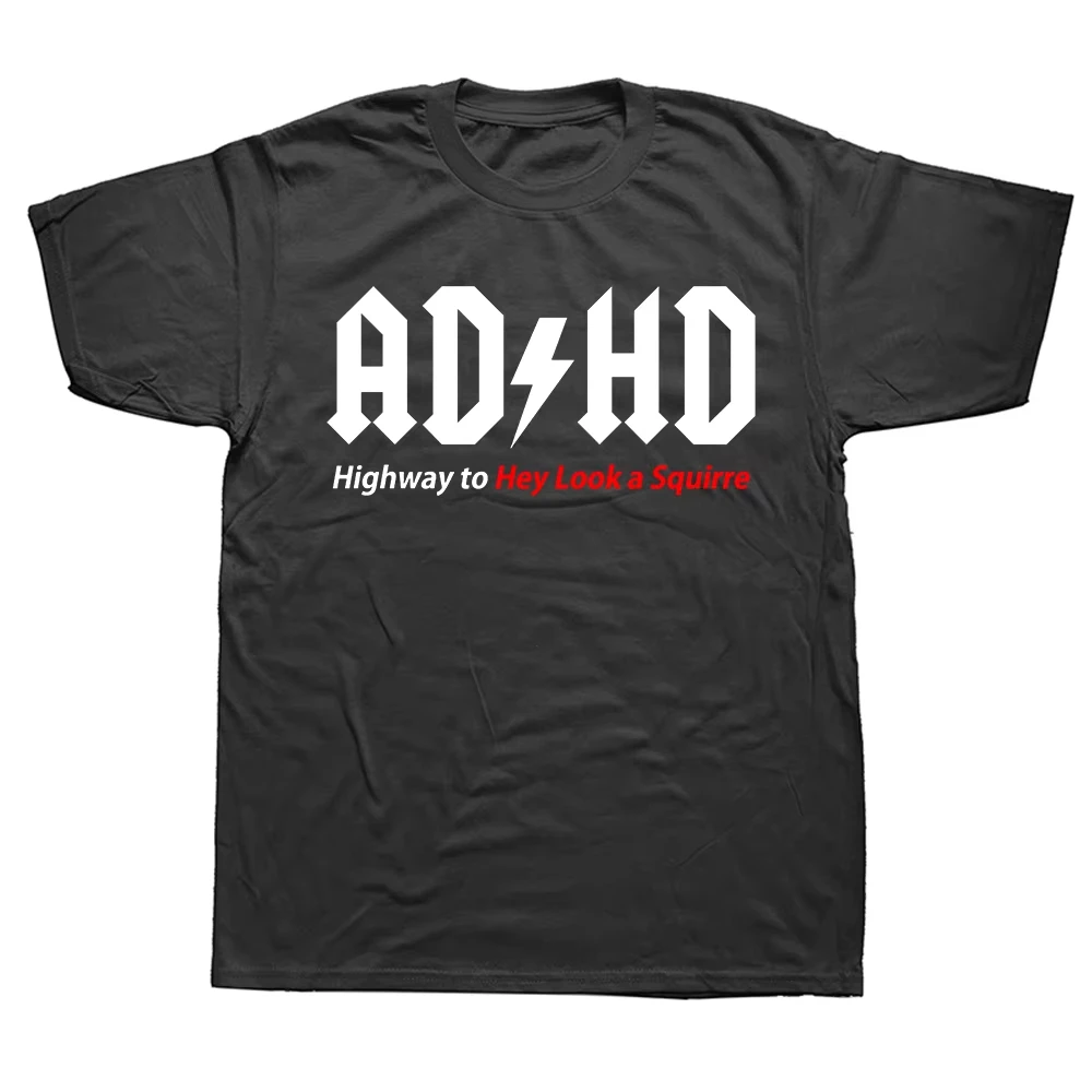 مضحك ADHD الطريق السريع إلى يا تبدو السنجاب الجرافيك تي شيرت الرجال النساء موضة عادية التي شيرت 100% القطن فضفاض المتضخم تي شيرت #1