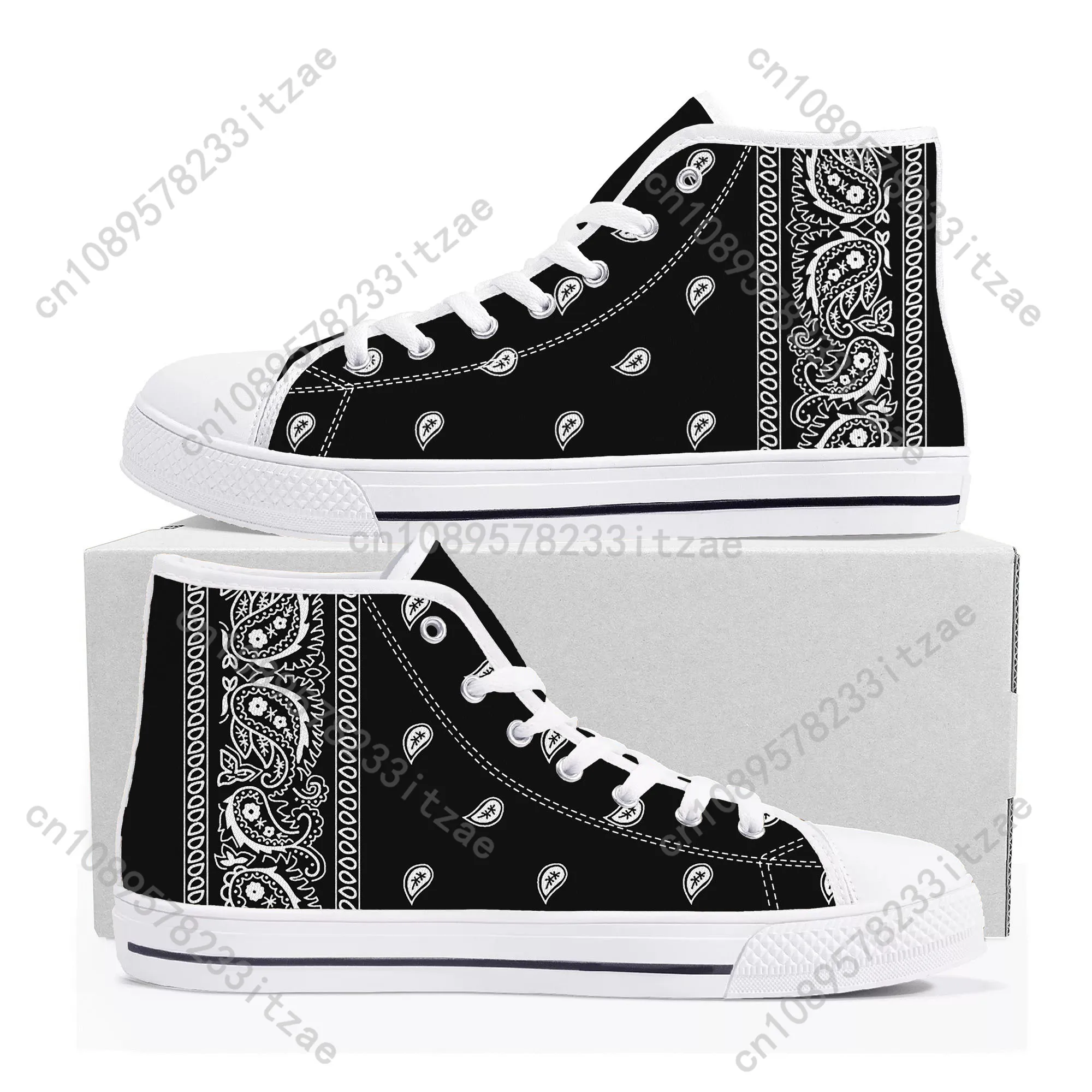 Bandana Paisley High Top Sneakers Mens Womens Teenager High Quality Canvas Sneaker couple Casual Shoe Customize Shoes