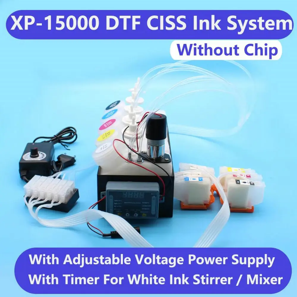 XP15000 Imprimante DTF CISS Système D\'encre Pour Epson XP 15000 DTF Alimentation En Encre Dtf Kit XP-15000 Encre Blanche Précieuse Sœur Vitesse