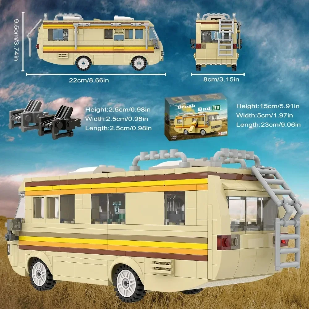 360Pcs Film MOC Breaking Bad RV Bus Auto Modell Bausteine Edacational Ziegel Spielzeug für Kinder Geburtstag Geschenk – Detail 7