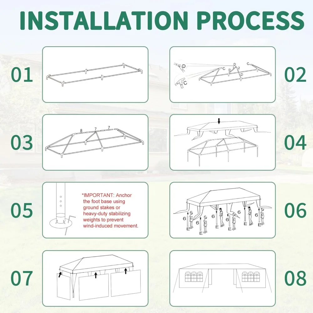 مظلة شرفة بيضاء بطول 10 × 20 قدم مع ألواح جانبية قابلة للفصل، مأوى خارجي مع نوافذ شفافة للمناسبات والأحداث #2