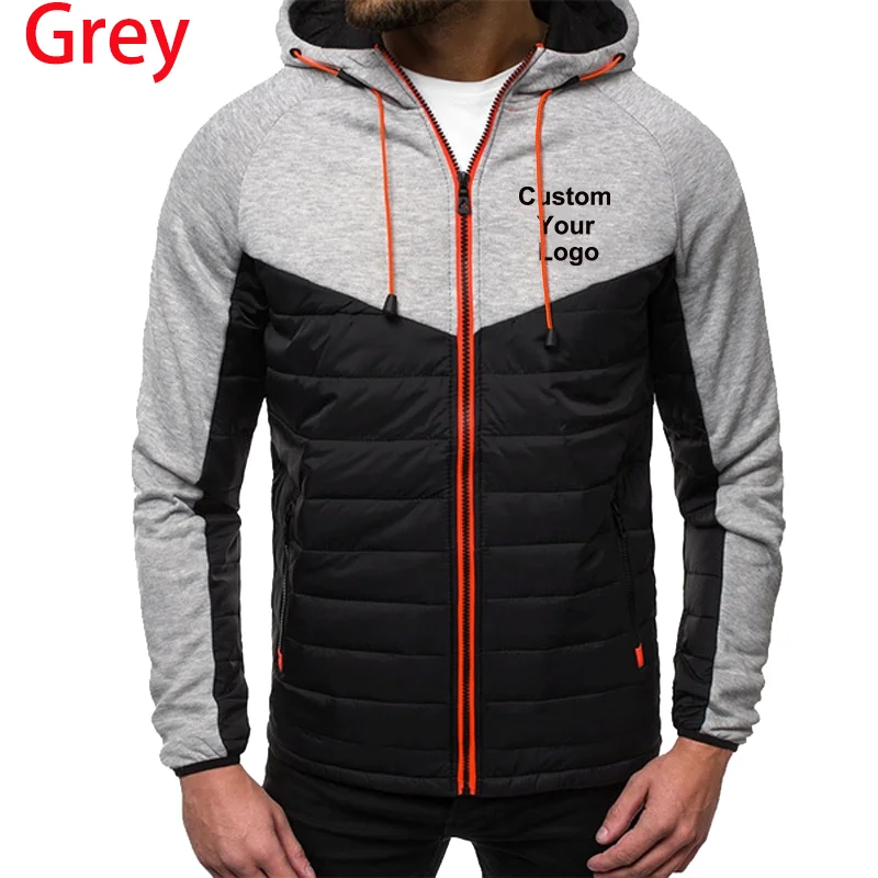 Fashion Mens Custom Your LogoHoodie Jackets Casual Sports Hooded Jacket Zipper Warm Jacket Clothes Coat