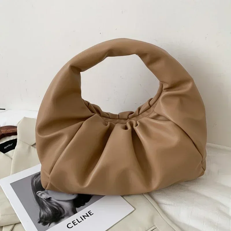 Top Handle Bags for Women Genuine Soft Leather Hand Bag Female New Clutch Purses Ladies Dumpling Shoulder Bag Large Pouch