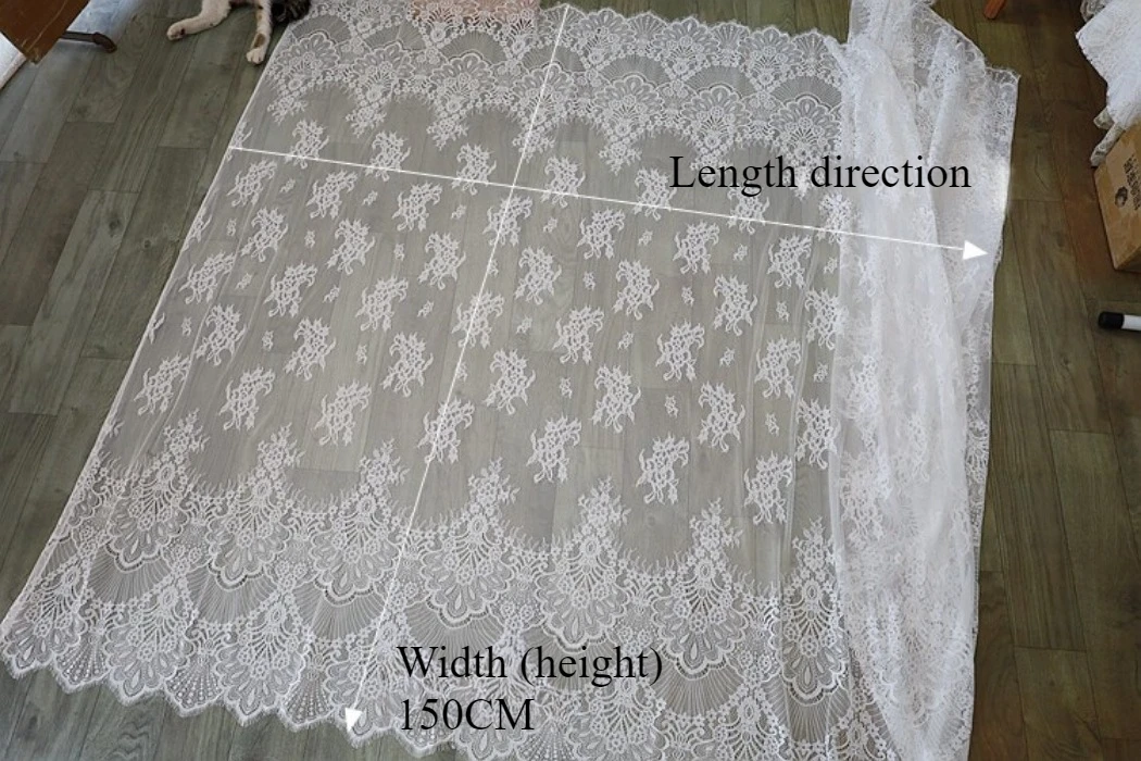 300CMX150cm Width Exquisite Black and White Lace Fabric, DIY Dress, Curtain Decoration, Wedding Decoration Accessories