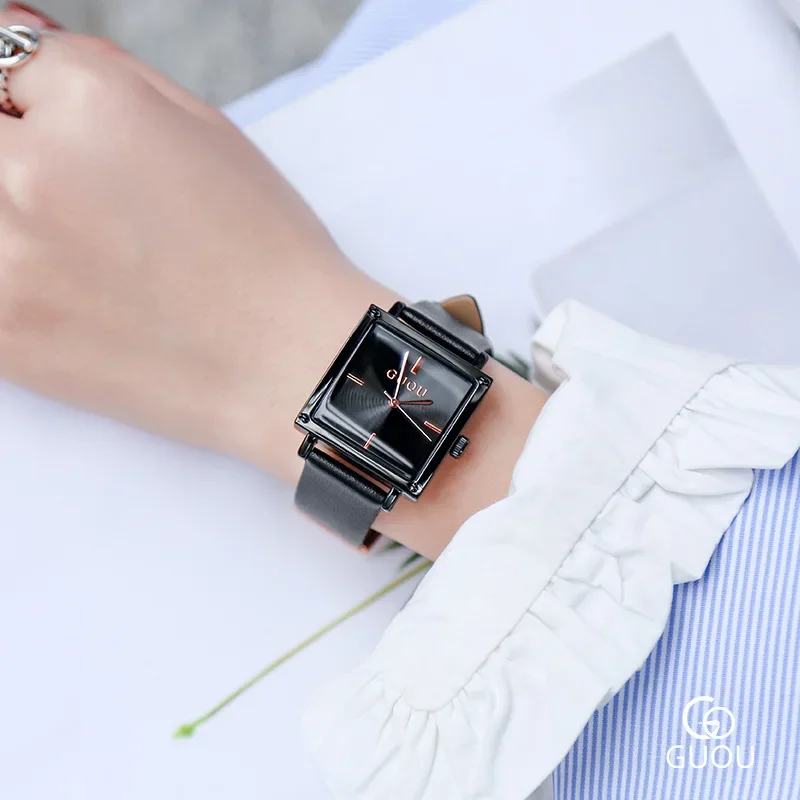 Ladies watch leather square personality fashion trendy wild simple style quartz watch waterproof female watch