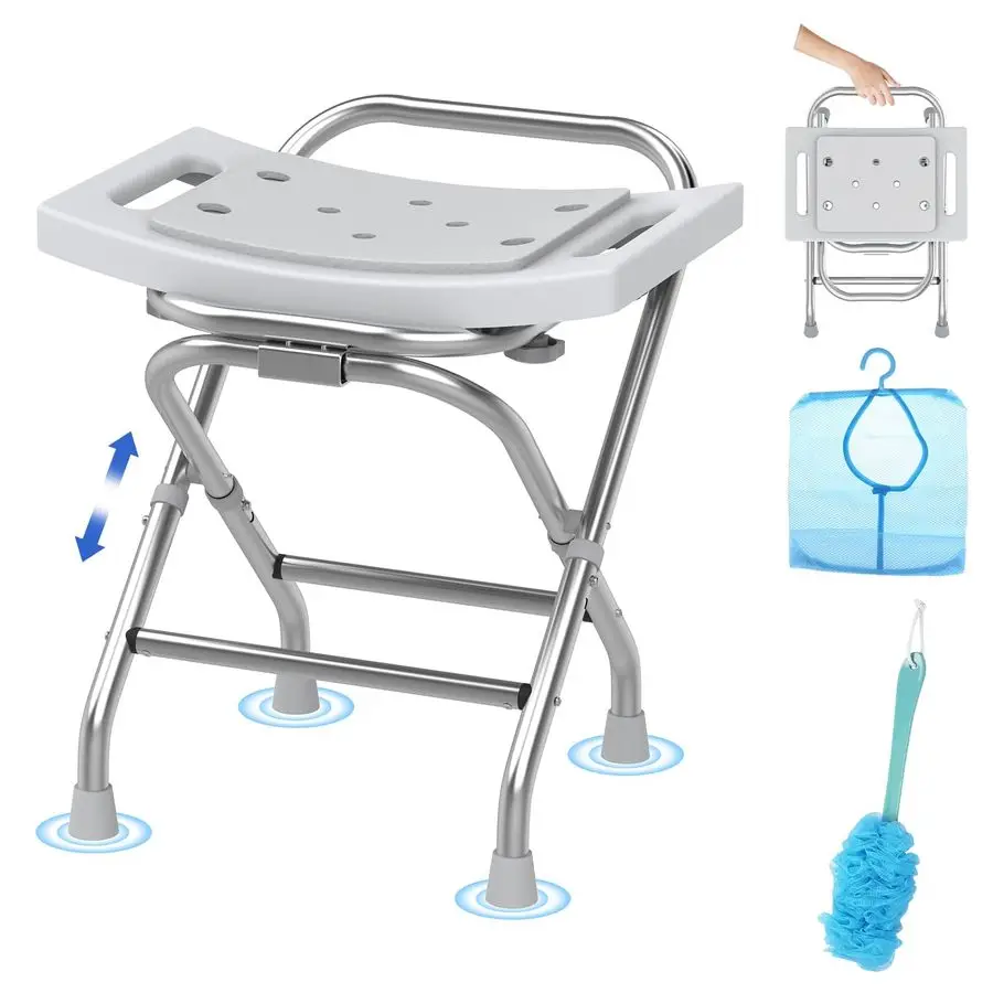 

Регулируемый складной стул для душа 420 фунтов, портативный дорожный стул из нержавеющей стали