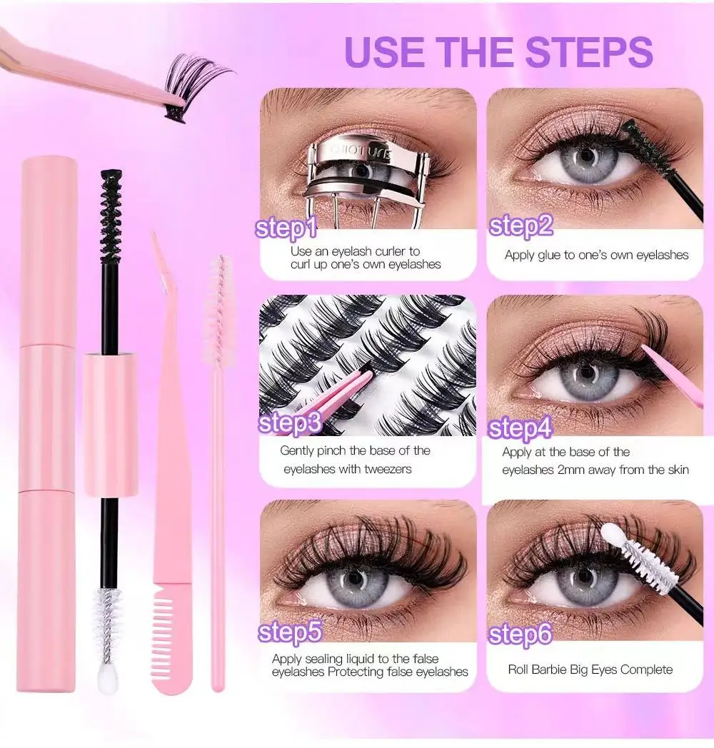 DIY Wimpernverlängerungs-Kit 320 Stück individuelles Wimpernverlängerungs-Kit Cluster-Wimpern-Kit Wimpern kleber entferner für Wimpern verlängerungen