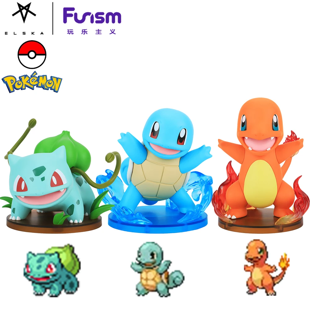 In Stock Original Funism Pokemon Kanto Region First Partner Pokemon Bulbasaur Charmander Squirtle Anime Collectible Figures Gift