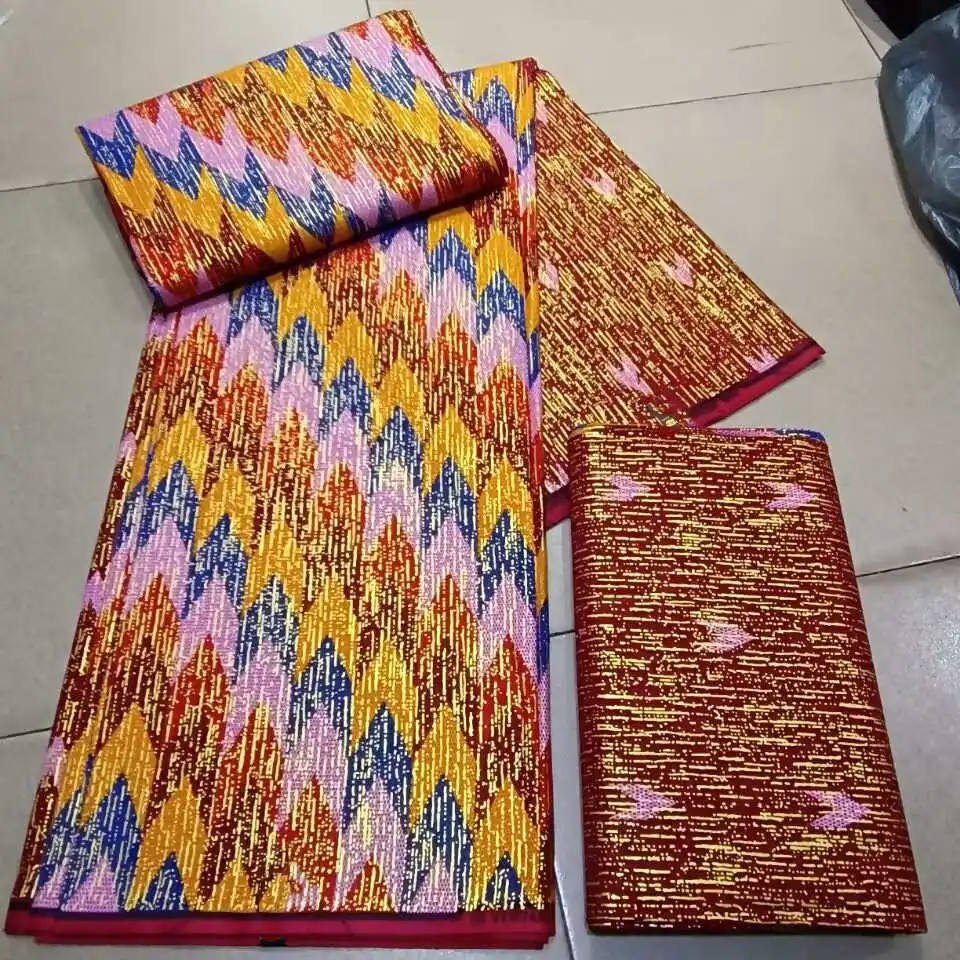 Real Ankara Wax Lace fabric 2024 High Quality 100% Cotton 6 Yards Nigerian Gold Prints Fabric Ghana Style for Women Party Dress