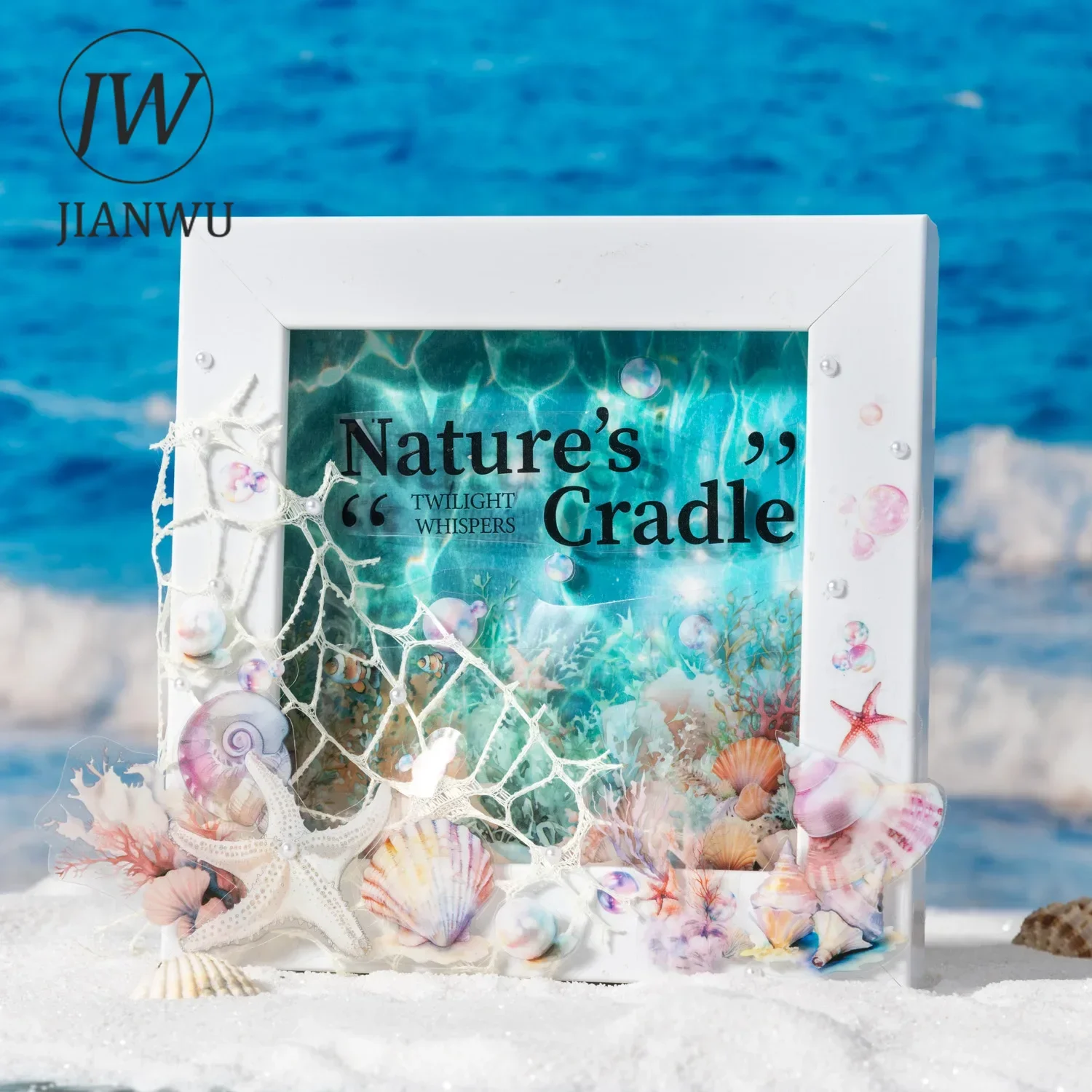 Jianwu 80mm * 200cm ouvir as ondas série vintage raios de água paisagem material colagem pet fita criativa diário papelaria