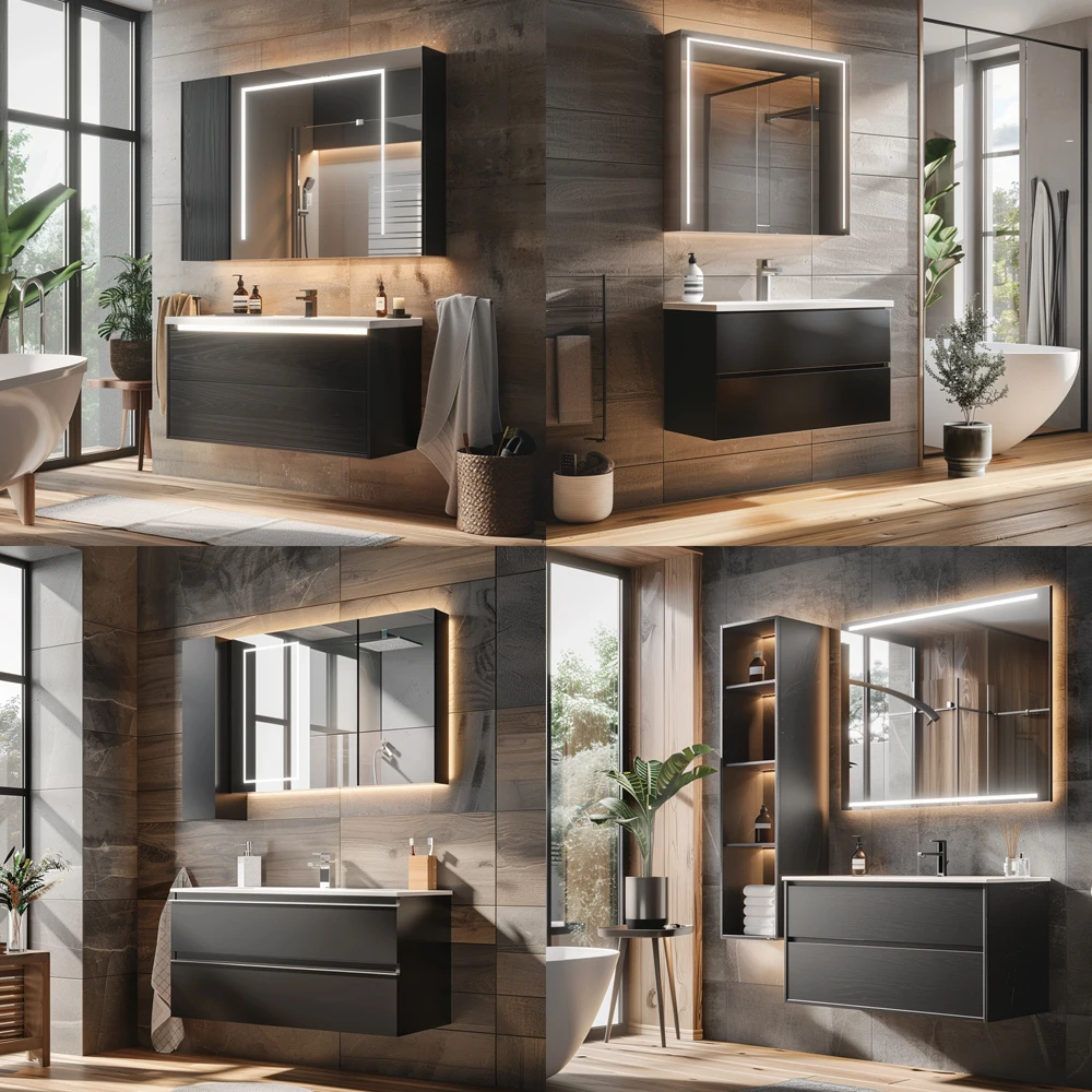 High-End Sink Mirror Bathroom Cabinet with Floating Vanity - Luxury Bathroom Vanities