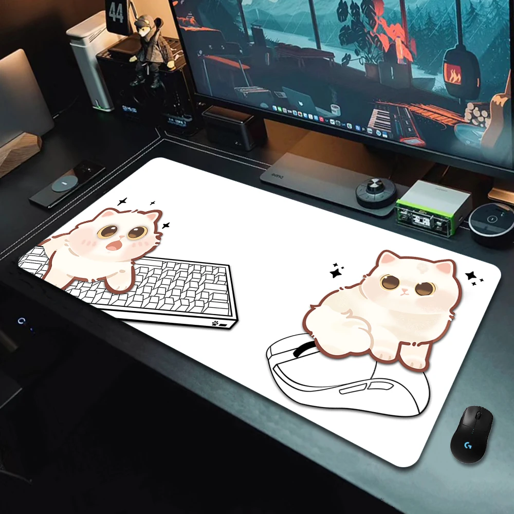 XXL Mouse Pad Cute Simple Cat Large Gamer Keyboard Desk Mouse Mat 900x400cm Carpet Rubber Tapis Souris Notebook Gaming Mousepad